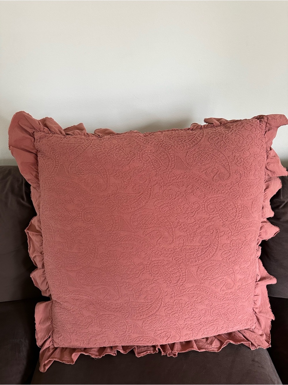 PiuBelle Euro Sham Large Ruffle Pillow  26”x 26” Made In Portugal